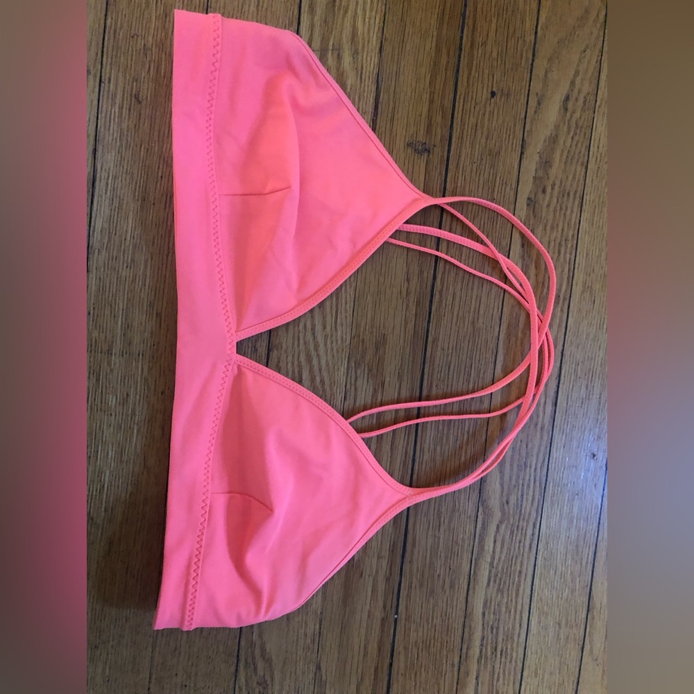 Lululemon Neon orange and gray reversible bikini top